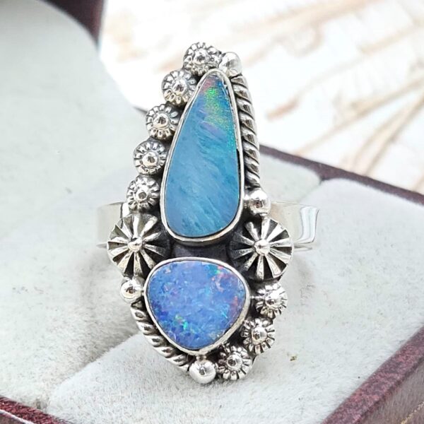 Australian Opal Size US 7 925 Sterling Silver Ring (RS104-373)