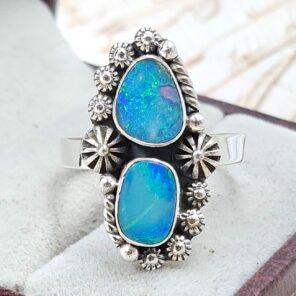 Australian Opal Size US 10 925 Sterling Silver Ring (RS104-377)