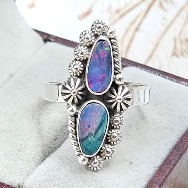 Australian Opal Size US 10 925 Sterling Silver Ring (RS104-378)