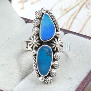 Australian Opal Size US 8 925 Sterling Silver Ring (RS104-383)