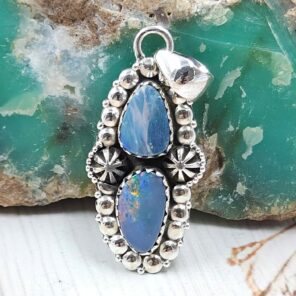 Australian Opal 1.5" 925 Sterling Silver Pendant (RS104-390)