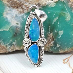 Australian Opal 1.5" 925 Sterling Silver Pendant (RS104-424)