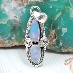 Australian Opal 1.25" 925 Sterling Silver Pendant (RS104-426)