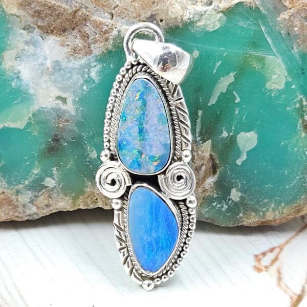Australian Opal 1.25" 925 Sterling Silver Pendant (RS104-430)