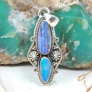 Australian Opal 1.5" 925 Sterling Silver Pendant (RS104-437)