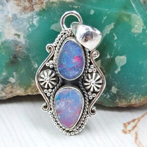 Australian Opal 1.25" 925 Sterling Silver Pendant (RS104-439)