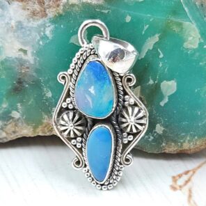 Australian Opal 1.25" 925 Sterling Silver Pendant (RS104-441)