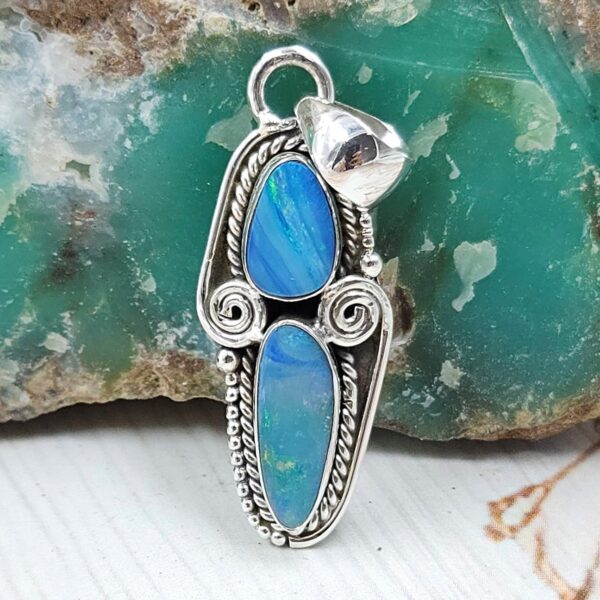 Australian Opal 1.25" 925 Sterling Silver Pendant (RS104-452)