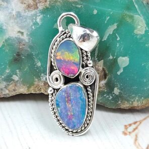 Australian Opal 1.25" 925 Sterling Silver Pendant (RS104-455)