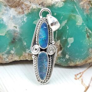Australian Opal 1.5" 925 Sterling Silver Pendant (RS104-457)