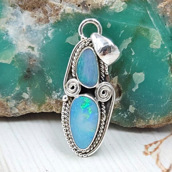 Australian Opal 1.25" 925 Sterling Silver Pendant (RS104-461)
