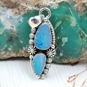 Australian Opal 1.25" 925 Sterling Silver Pendant (RS104-477)