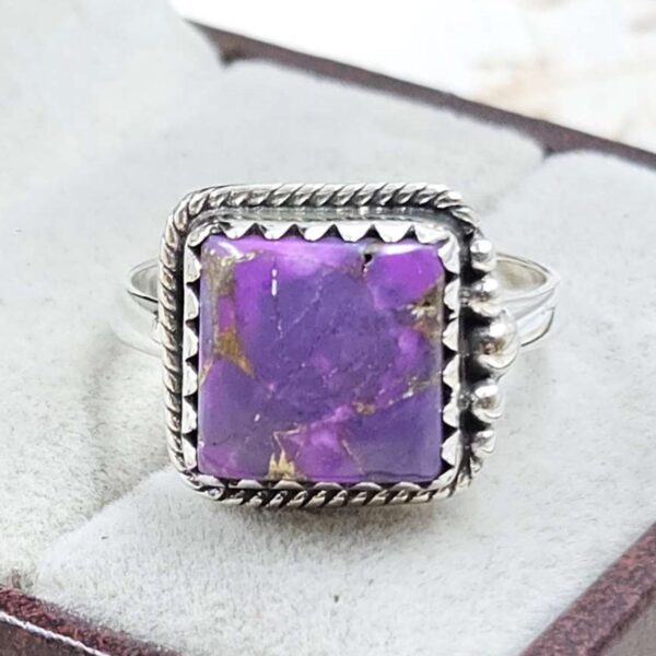 Purple Copper Turquoise Size US 8 925 Sterling Silver Ring (REXT110-50)