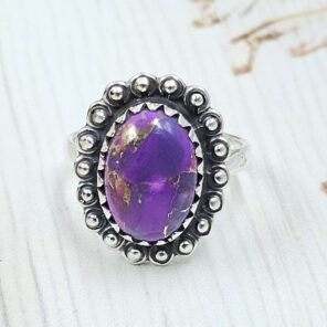 Purple Copper Turquoise Size US 6 925 Sterling Silver Ring (REXT110-91)
