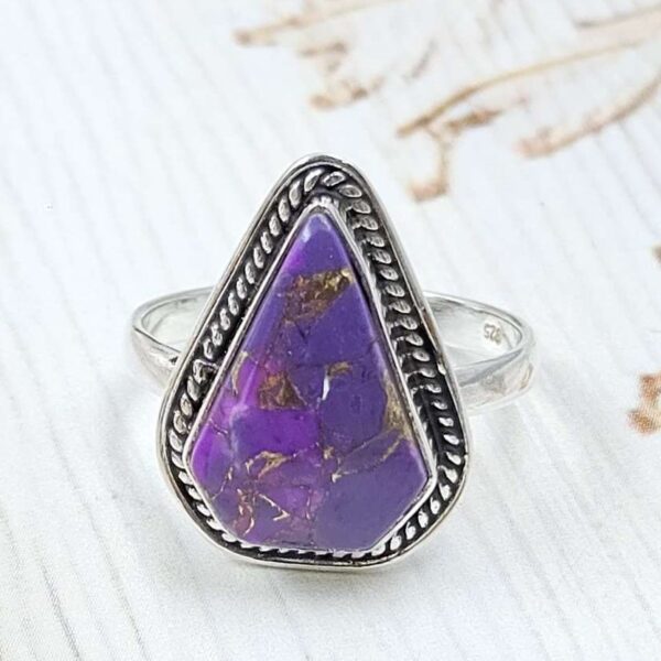 Purple Copper Turquoise Size US 8 925 Sterling Silver Ring (REXT110-57)