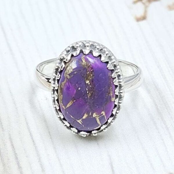 Purple Copper Turquoise Size US 6 925 Sterling Silver Ring (REXT110-31)
