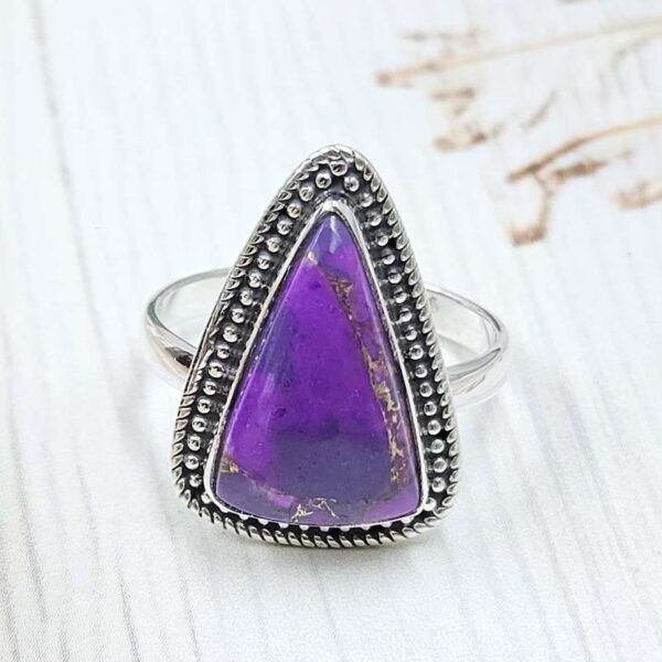 Purple Copper Turquoise Size US 8 925 Sterling Silver Ring (REXT110-56)