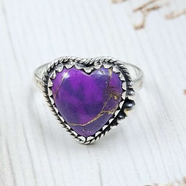Purple Copper Turquoise Size US 8 925 Sterling Silver Ring (REXT110-58)