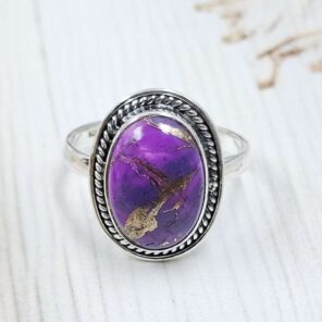 Purple Copper Turquoise Size US 8 925 Sterling Silver Ring (REXT110-52)