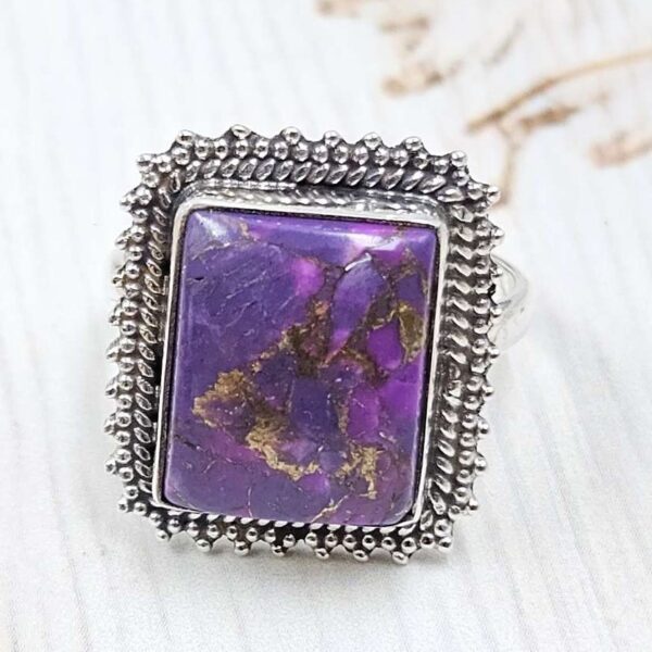 Purple Copper Turquoise Size US 8 925 Sterling Silver Ring (REXT110-49)