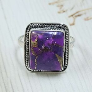 Purple Copper Turquoise Size US 10 925 Sterling Silver Ring (REXT110-86)