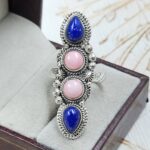 Lapis Lazuli & Pink Queen Conch 925 Sterling Silver Ring (RS3-235)