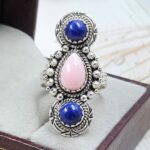 Lapis Lazuli & Pink Queen Conch 925 Sterling Silver Ring (RS3-237)