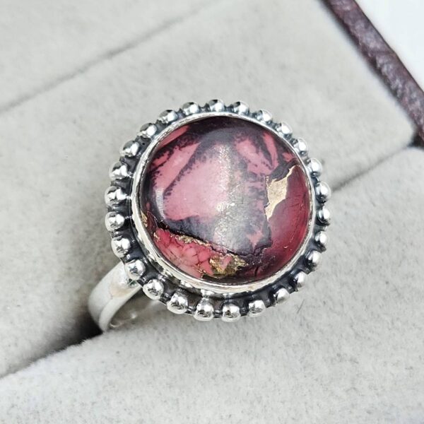 Red Rose Dahlia Turquoise Size US 7 925 Sterling Silver Ring (REXT31-10) - Image 2