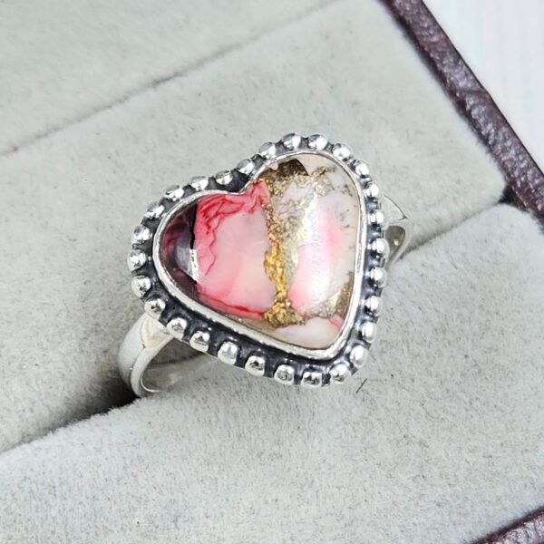Red Rose Dahlia Turquoise Size US 10 925 Sterling Silver Ring (REXT31-11) - Image 2