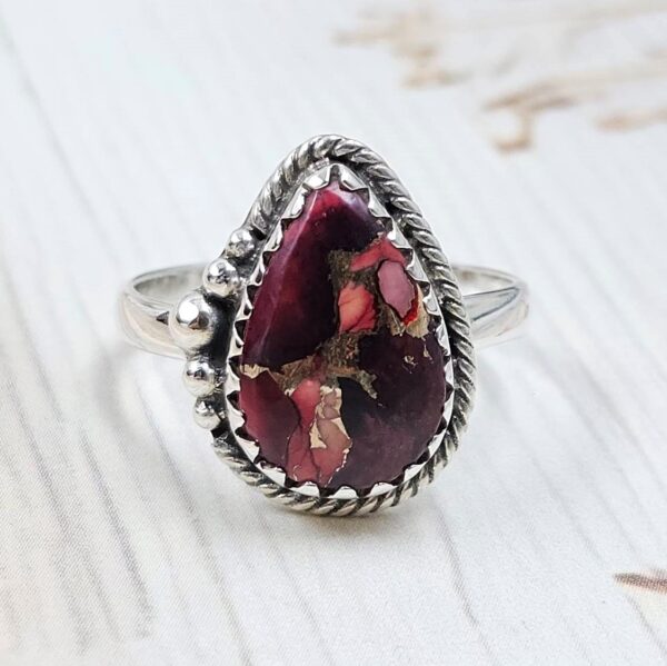 Red Rose Dahlia Turquoise Size US 7 925 Sterling Silver Ring (REXT31-20)