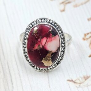 Red Rose Dahlia Turquoise Size US 10 925 Sterling Silver Ring (REXT31-21)