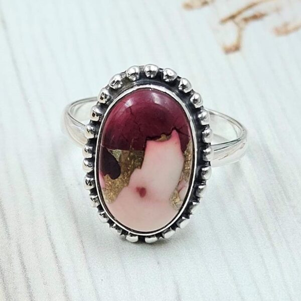 Red Rose Dahlia Turquoise Size US 8 925 Sterling Silver Ring (REXT31-22)