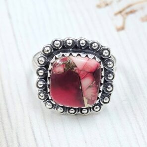 Red Rose Dahlia Turquoise Size US 7 925 Sterling Silver Ring (REXT31-25)