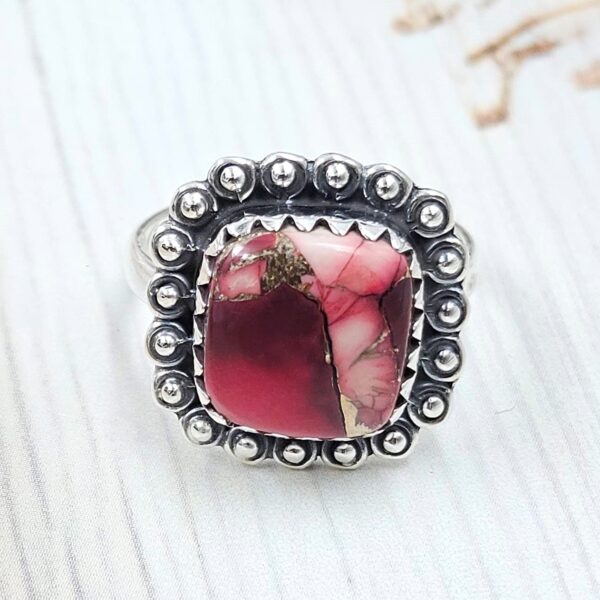 Red Rose Dahlia Turquoise Size US 7 925 Sterling Silver Ring (REXT31-25)