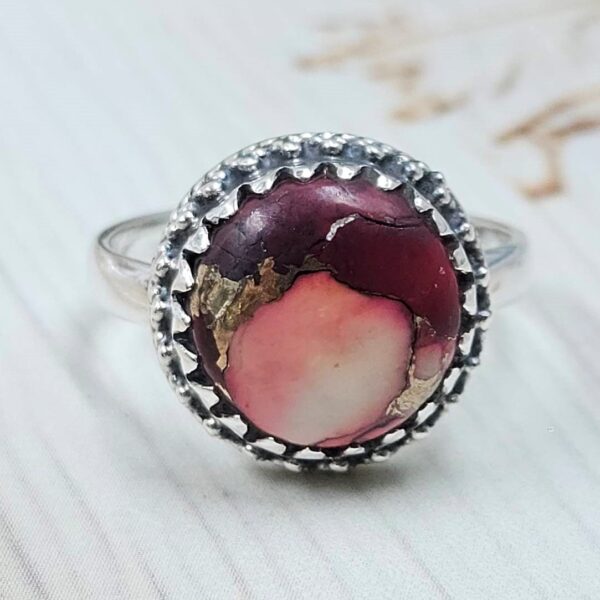 Red Rose Dahlia Turquoise Size US 6 925 Sterling Silver Ring (REXT31-26)