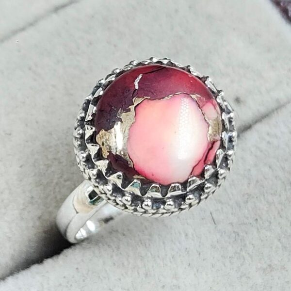 Red Rose Dahlia Turquoise Size US 6 925 Sterling Silver Ring (REXT31-26) - Image 2