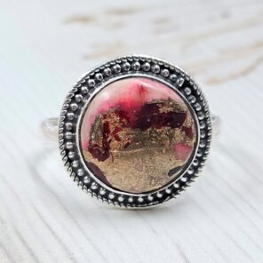 Red Rose Dahlia Turquoise Size US 9 925 Sterling Silver Ring (REXT31-33)