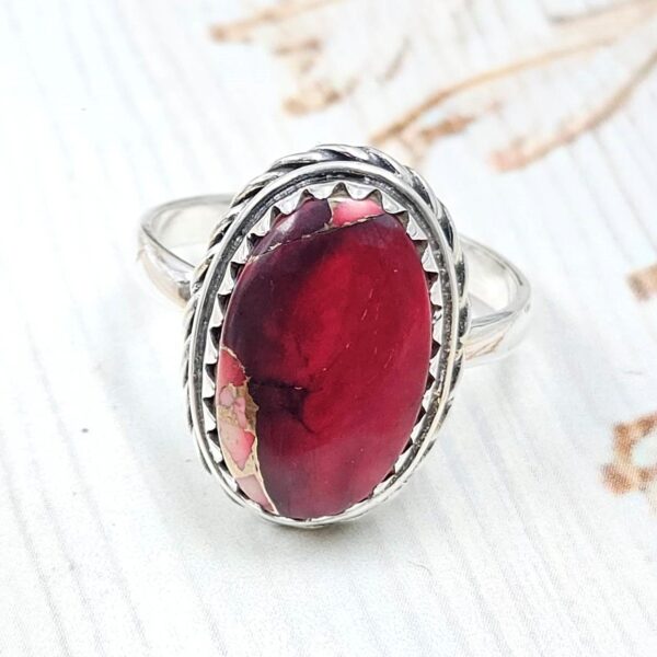 Red Rose Dahlia Turquoise Size US 8 925 Sterling Silver Ring (REXT31-35)