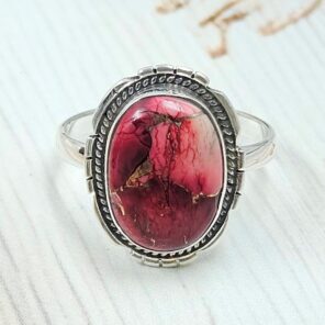 Red Rose Dahlia Turquoise Size US 10 925 Sterling Silver Ring (REXT31-39)