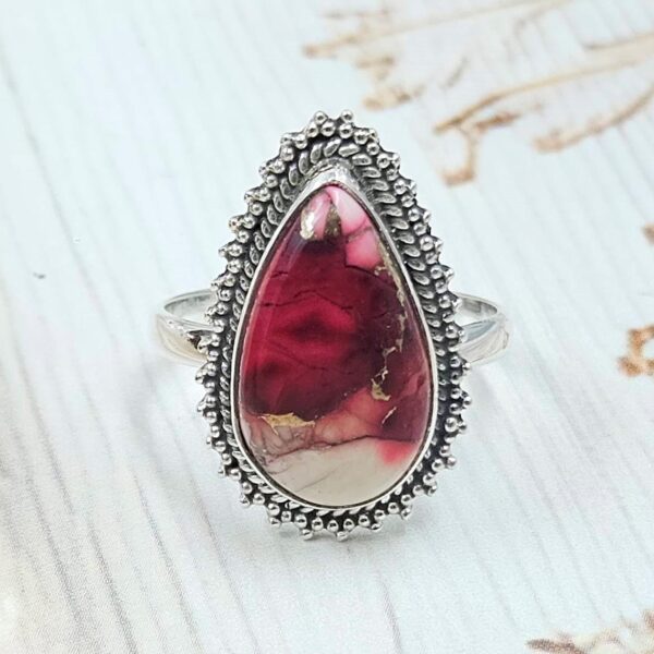 Red Rose Dahlia Turquoise Size US 9 925 Sterling Silver Ring (REXT31-42)