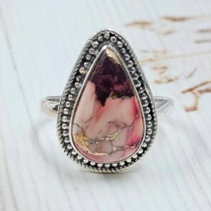 Red Rose Dahlia Turquoise Size US 8 925 Sterling Silver Ring (REXT31-44)