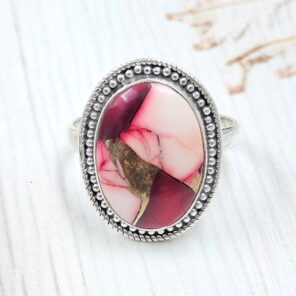 Red Rose Dahlia Turquoise Size US 8 925 Sterling Silver Ring (REXT31-45)