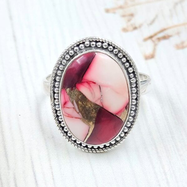 Red Rose Dahlia Turquoise Size US 8 925 Sterling Silver Ring (REXT31-45)