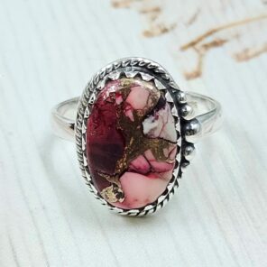Red Rose Dahlia Turquoise Size US 7 925 Sterling Silver Ring (REXT31-46)