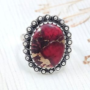Red Rose Dahlia Turquoise Size US 9 925 Sterling Silver Ring (REXT31-50)