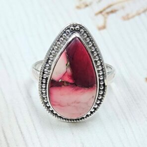 Red Rose Dahlia Turquoise Size US 6 925 Sterling Silver Ring (REXT31-51)