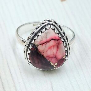Red Rose Dahlia Turquoise Size US 8 925 Sterling Silver Ring (REXT31-52)