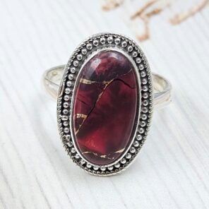 Red Rose Dahlia Turquoise Size US 8 925 Sterling Silver Ring (REXT31-58)