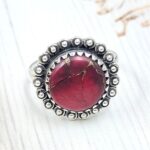 Red Rose Dahlia Turquoise Size US 9 925 Sterling Silver Ring (REXT31-61)