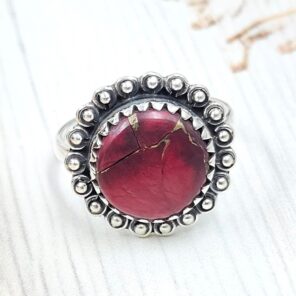 Red Rose Dahlia Turquoise Size US 9 925 Sterling Silver Ring (REXT31-61)
